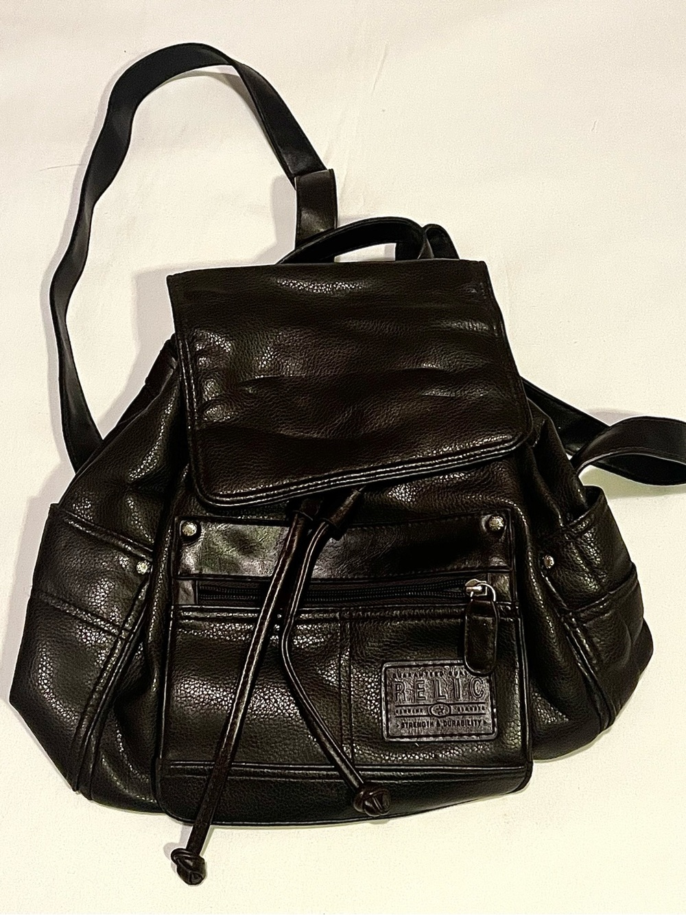 90’s vibe brown leather Relic backpack purse